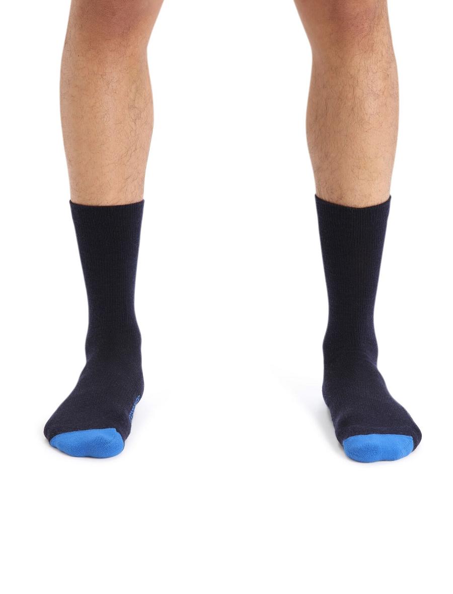 Midnight Navy / Lazurite Men's Icebreaker Merino Lifestyle Light Crew Socks | USA 1046PJJQ